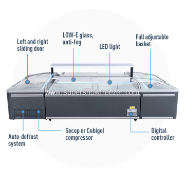 Commercial deep freezer refrigerator for supermarket